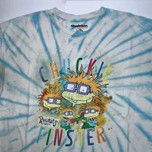 Rugrats Chuckie Men Graphic Blue Tie-Dye T-Shirt Size L/XL